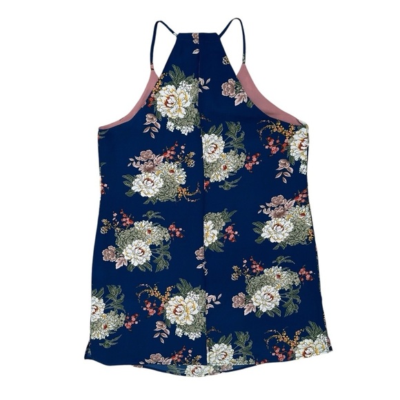 Tempted L Blue V-Neck Floral Print Sleevess Shift Dress - Picture 2 of 6